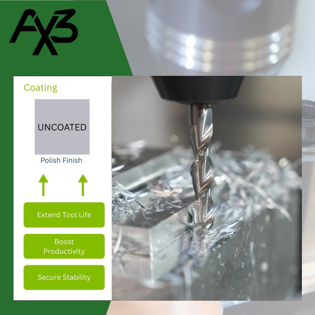 AX3 3-Flute 5/8" Carbide End Mill .030 CR 1-1/4" LOC | Uncoated SCT10219