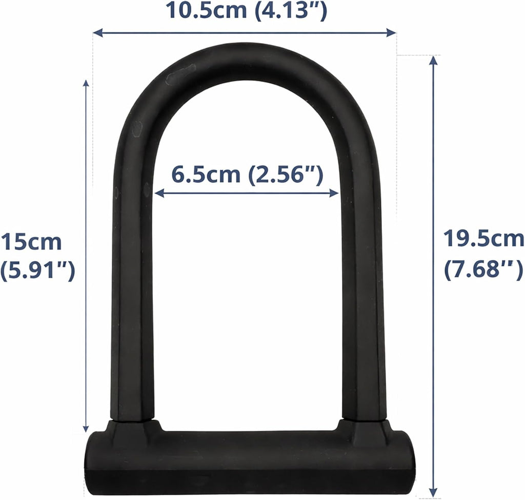 Heavy Duty Bike-U-Lock with Cable, 13.7mm Hardened Steel Anti-Theft, 3 Keys | High Security Protection; Heavy Duty