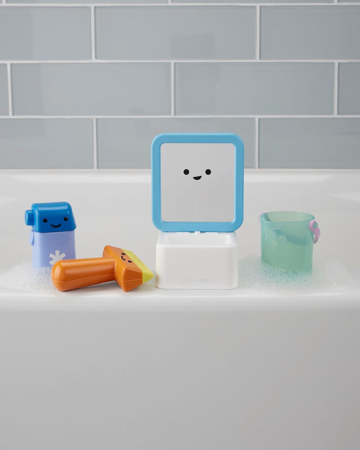 Skip Hop Baby Bath Toy Fresh & Clean Mirror Fun 4-Piece Mirror & Sink Pretend Play Set and Bathtub Sensory