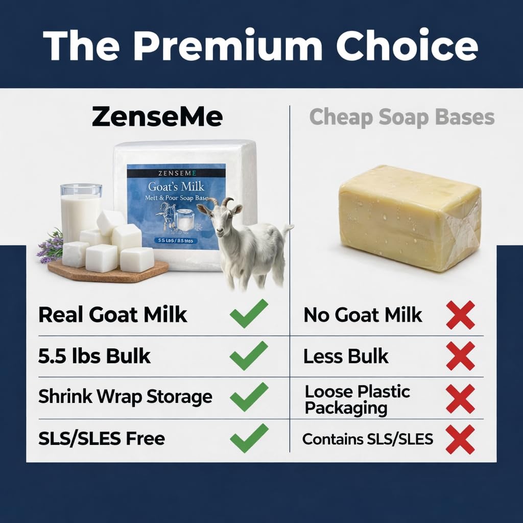 5.5 LBS Goats Milk Soap Base, Melt and Pour Supplies Kit for Soap Making | SLS/SLES & PEG free | Gentle & Foamy