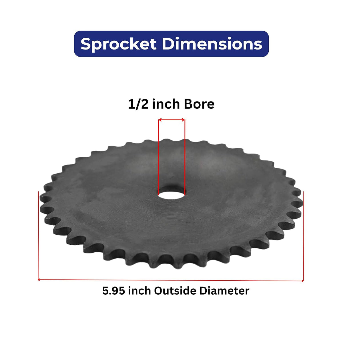 Jeremywell #35 Roller Chain Sprocket, 48 Tooth A-Plate, 1/2" Bore
