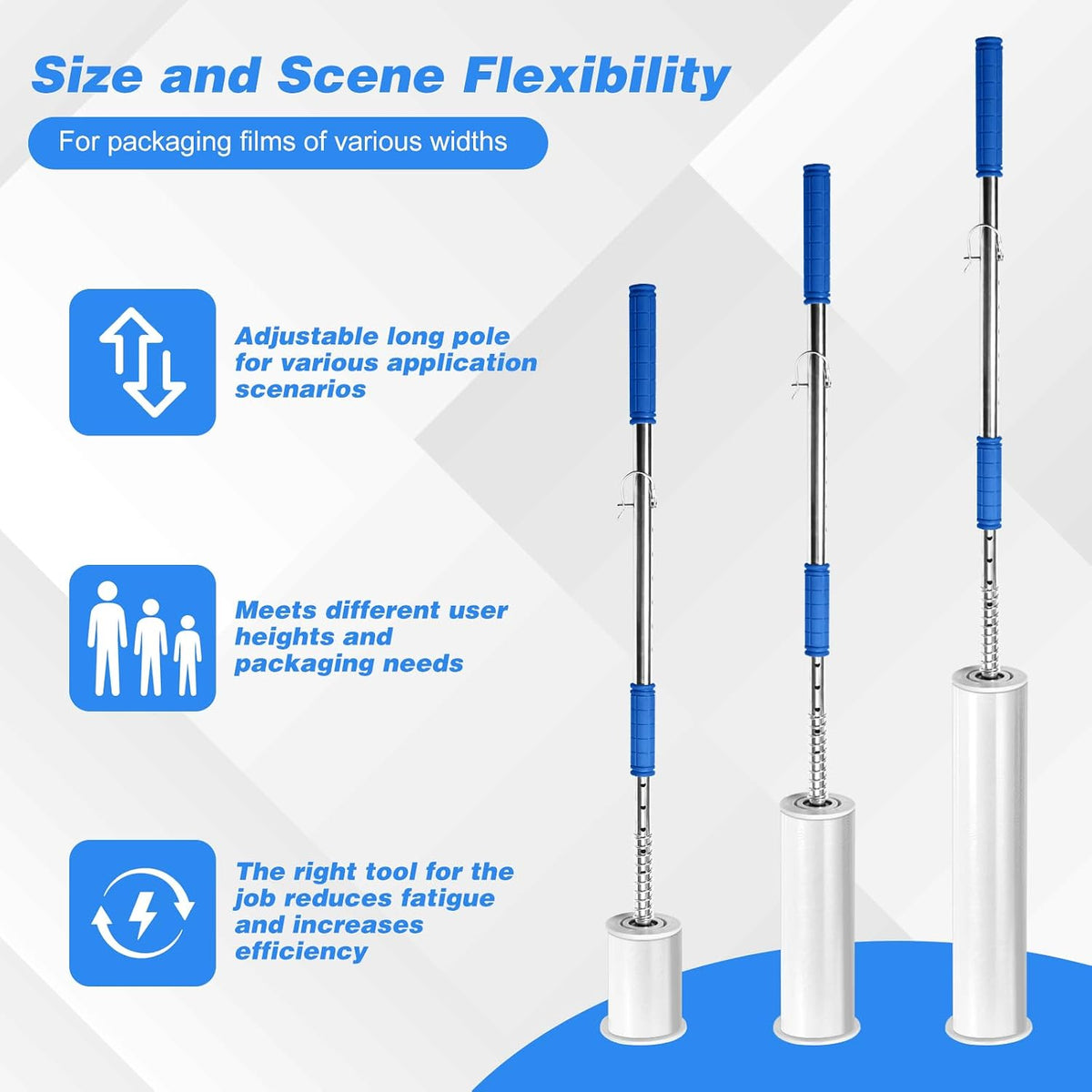 Heavy Duty 48" Stretch Film Dispenser Pole Holder for Pallet Wrapping
