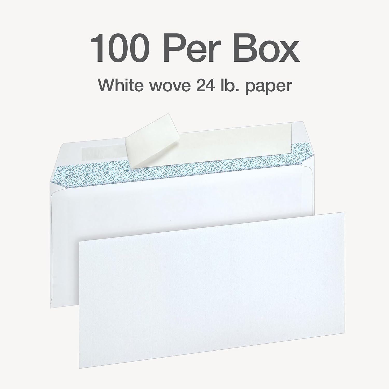 #10 Security Envelopes, 100 Pack, Self Seal Envelopes for Home, School, and Business Mailings, No Window, 4-1/8 x