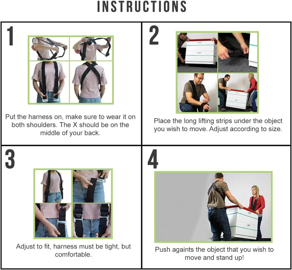 Moving Straps, 2-Person Lifting and Moving System – Adjustable Shoulder Dolly for Moving Furniture, Appliances, and