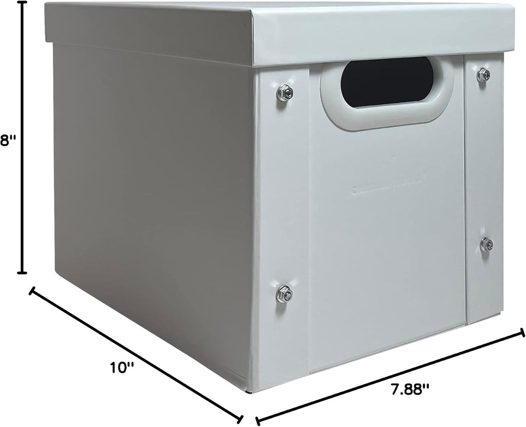 7" Vinyl Record Storage Box - White 45 RPM Case for Singles - Durable DJ Organizer Holder with Secure Lid - Stackable