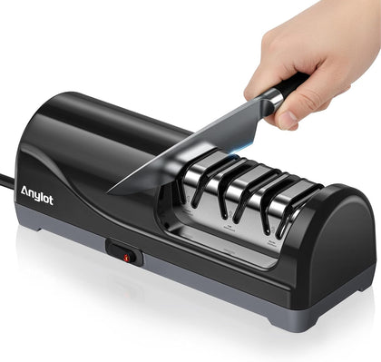 Electric Knife Sharpener for Kitchen, 3-Stage Knife Sharpener Electric with 100% Diamond Abrasives, 20° Precision