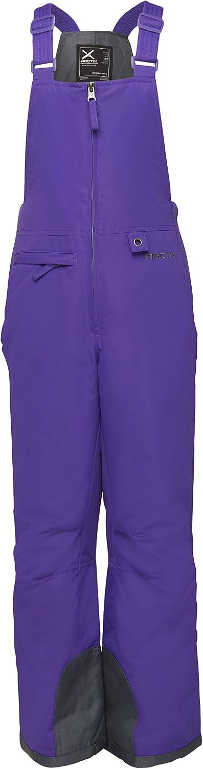 Kids Insulated Snow Bib Overalls, Purple, Medium Husky