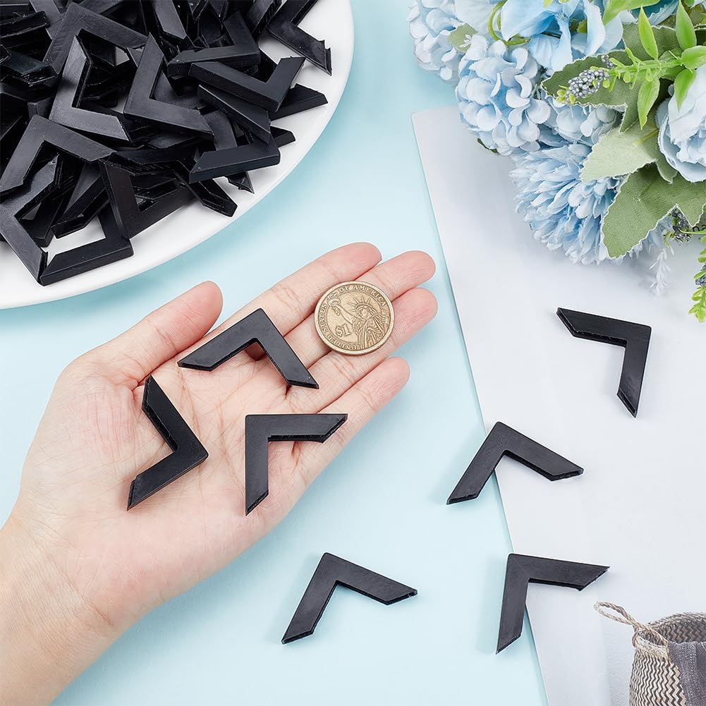 100Pcs Corner Protectors L-Shaped Corner Bumpers Black Plastic Corner Guards Covers Proofing Edge Protector for