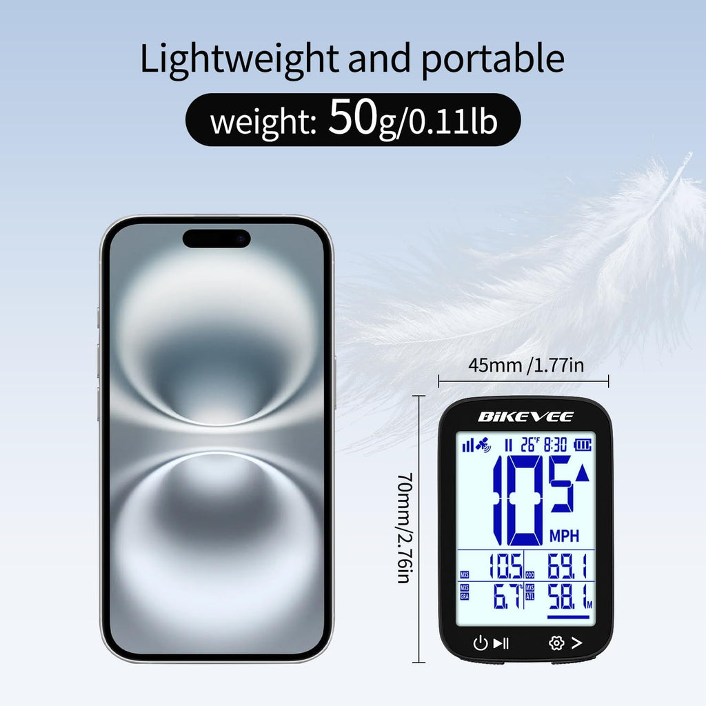GPS Bike Computer Wireless Cycling Computer with Auto Backlight, Bicycle Speedometer Odometer, Waterproof GPS Speed