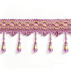 4 Yards Deep Purple Beaded Fringe Trim, Tassel for Sewing DIY