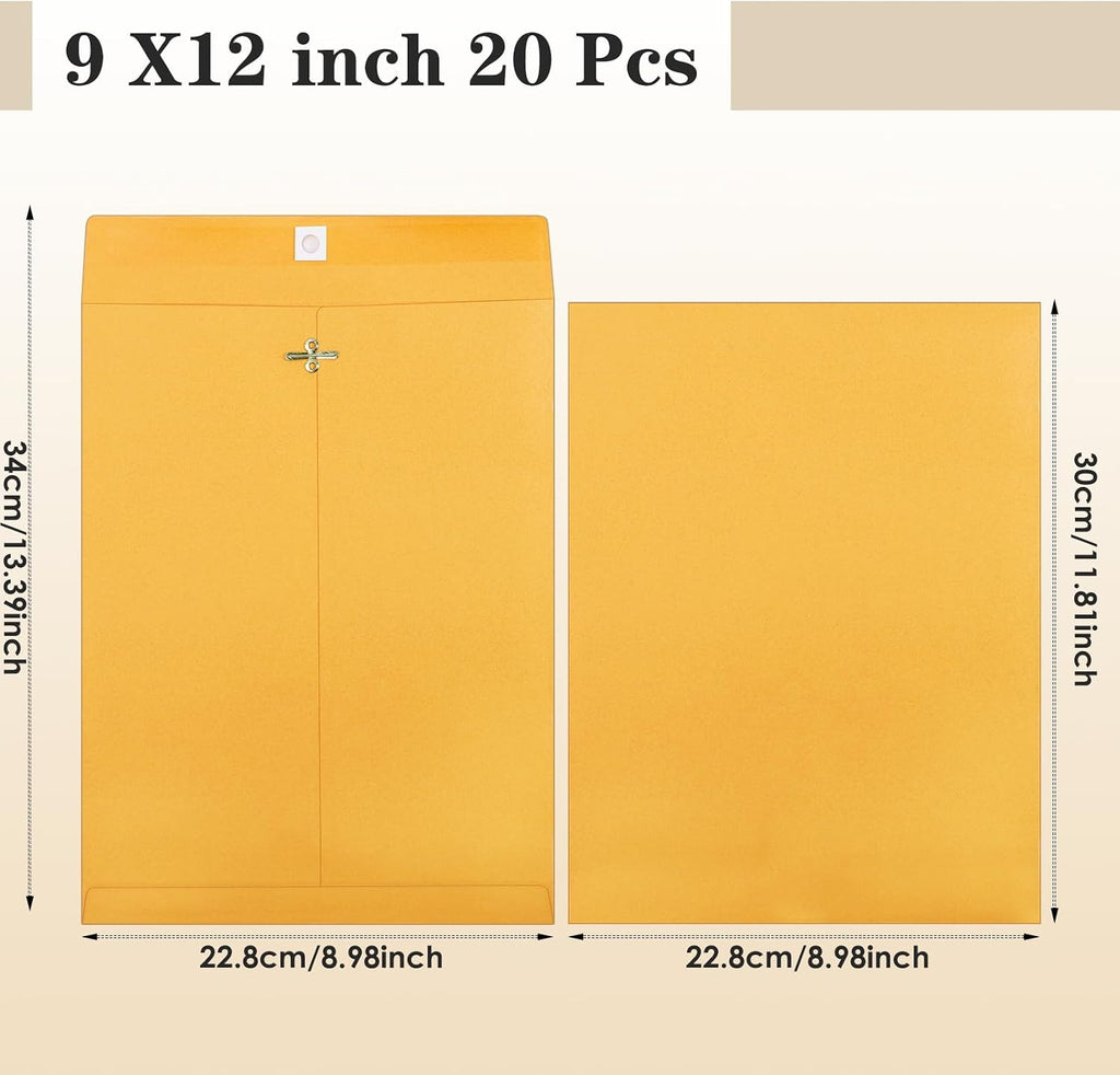 "Dyrfolm 20 Pack 9 X 12 Clasp Envelopes, Brown Kraft "