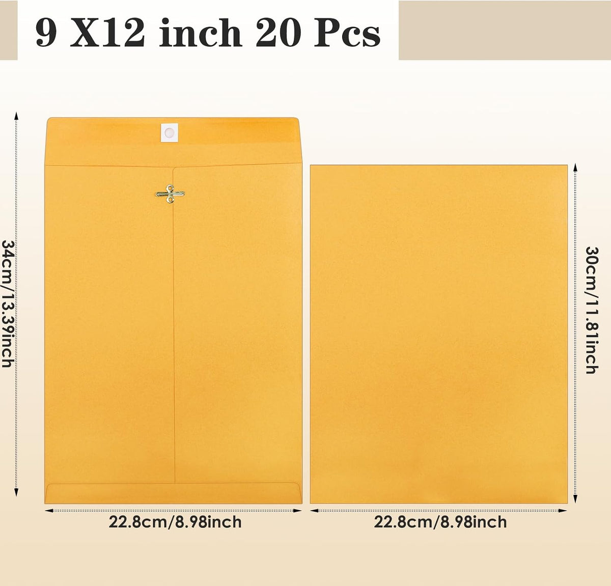 "Dyrfolm 20 Pack 9 X 12 Clasp Envelopes, Brown Kraft "