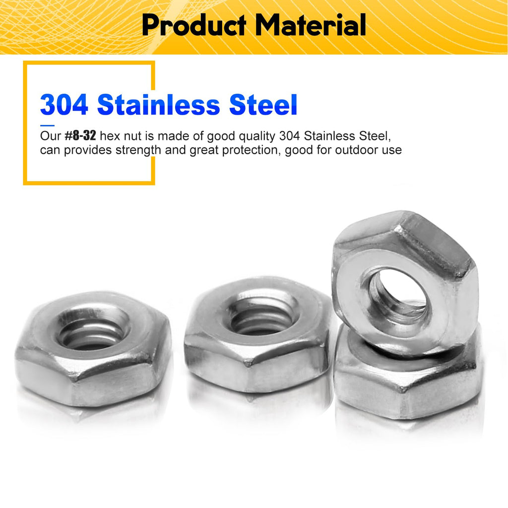 100pcs #8-32 Hex Nuts 8-32 Replacement Nut for DIY Home Mechanism