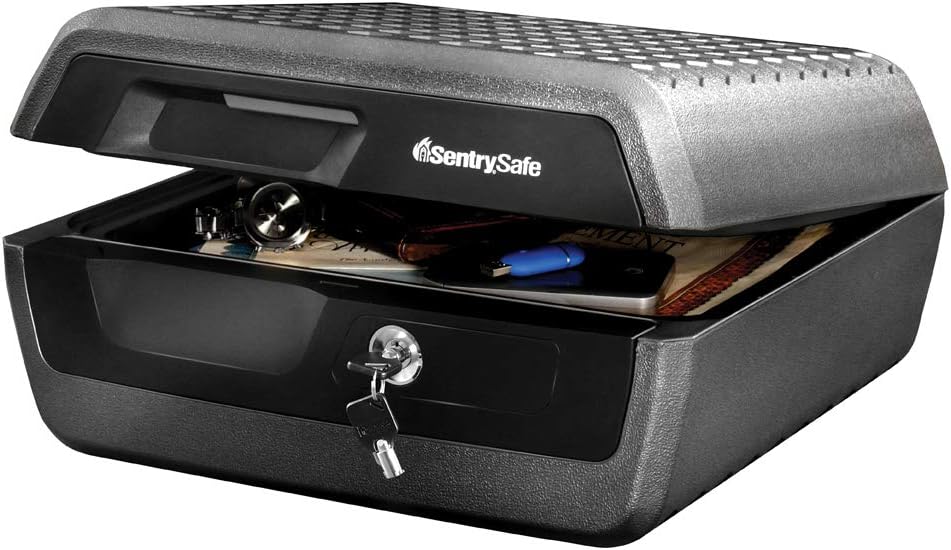 Fireproof and Waterproof Document Safe with Key Lock, Lock Box for Cash, Passport, Jewelry, Exterior: 16.5 in W x