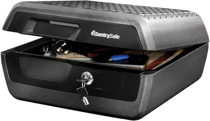 Fireproof and Waterproof Document Safe with Key Lock, Lock Box for Cash, Passport, Jewelry, Exterior: 16.5 in W x