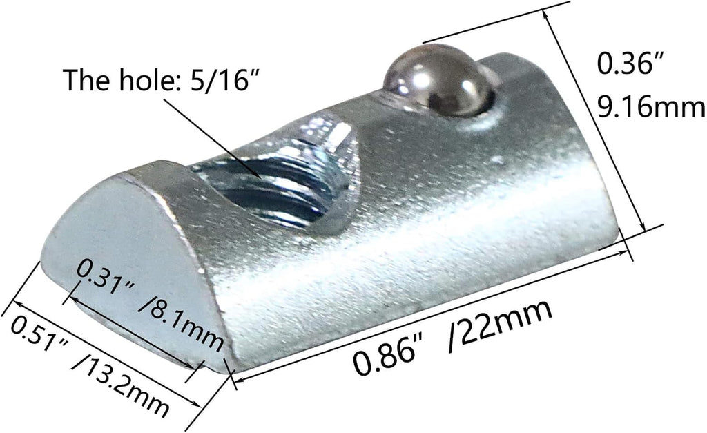20 Packs 5/16-18 Threaded Steel Roll in T-Nut with Ball Spring, T Slot Accessories for Aluminum Extrusion Profile Rail
