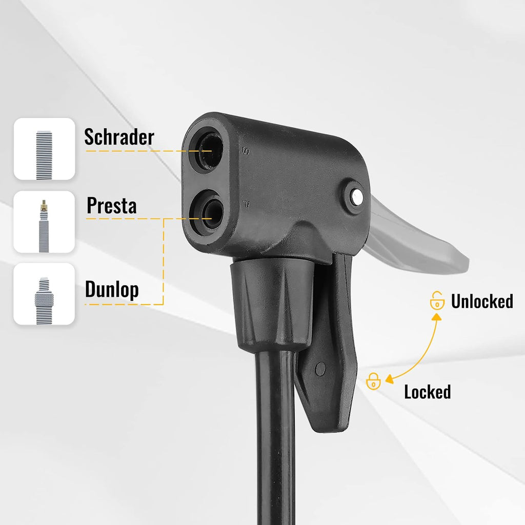 Bike Floor Pump with Gauge: Air Bicycle Pump with High Pressure 160 PSI,Fits Schrader and Presta Valve -Inflator with