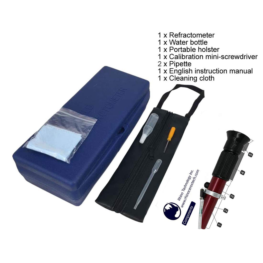 Rhino Beer (0-32% Brix & 1.000-1.130 Specific Gravity) Refractometer for Homebrew and Automatic Temperature