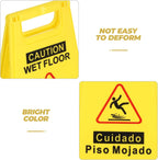 Caution Wet Floor Sign Bilingual Safety Warning Sign Double-Sided Foldable a Frame with Handle High Visibility Wet