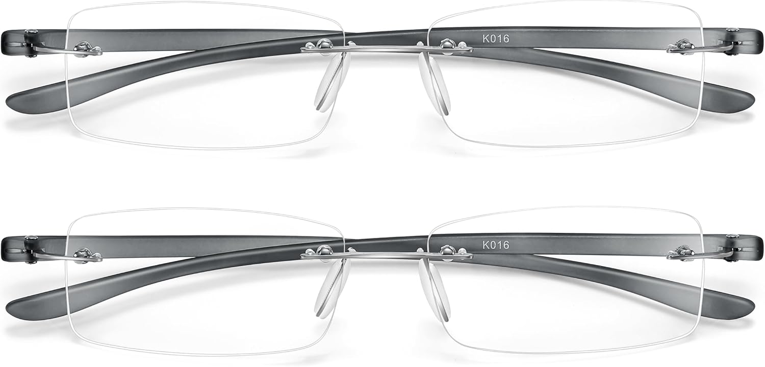 2 Pack Reading Glasses Blue Light Reading Glasses men's reading glasses for women Frameless Computer Reading Glasses