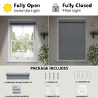 Light Filtering Roller Shades for Indoor Windows, 14" W x 72" H, Grey