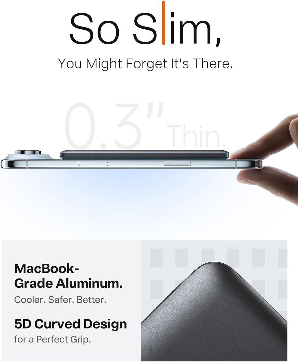 MiniMag 5000mAh Magnetic Power Bank, Ultra-Slim 0.3in MagSafe-Compatible Wireless Charger, 18W USB-C Fast Charging