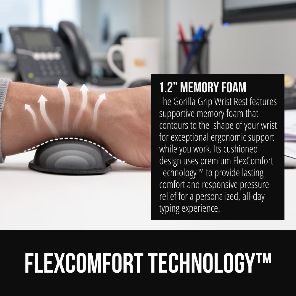 Silky Memory Foam Wrist Rest for Computer Keyboard, Mouse, Ergonomic Design for Typing Pain Relief, Desk Pads Support