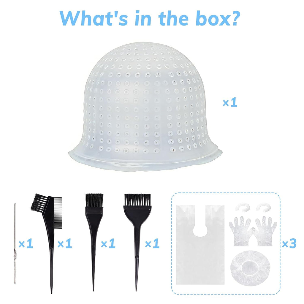 Silicone Highlight Cap Set for Salon Hair Dyeing Color Hair, 8-pcs
