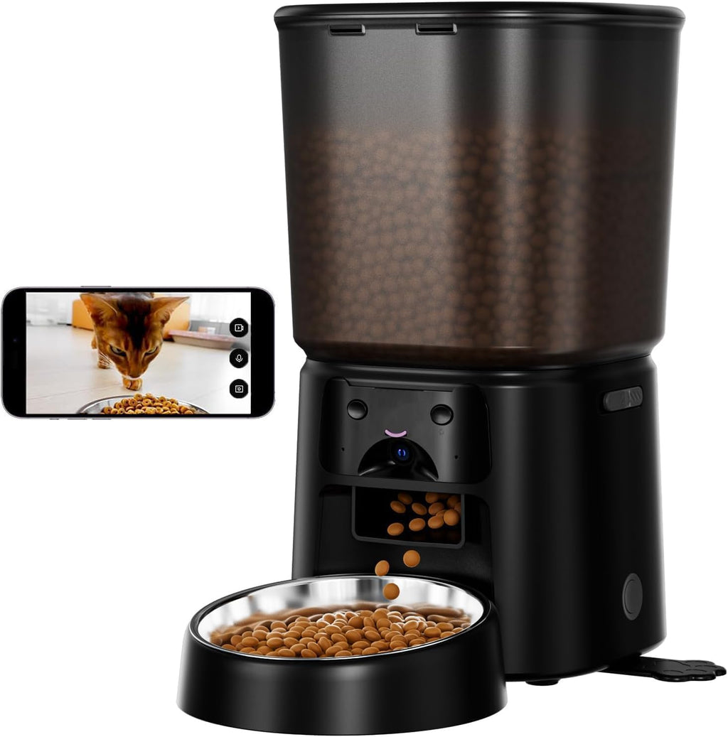 Automatic Cat Feeder with Camera, 4L WiFi Smart Pet Feeder with APP Control, 1080P HD Video,Night Vision,Voice Call