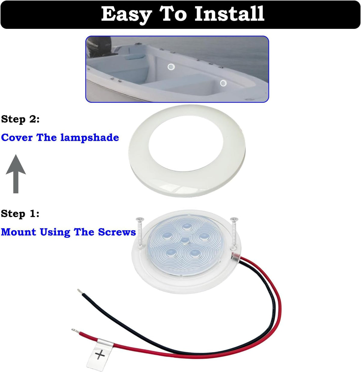 Boat Courtesy Lights, 3’’ RGBW LED Deck Interior Lights for Boat