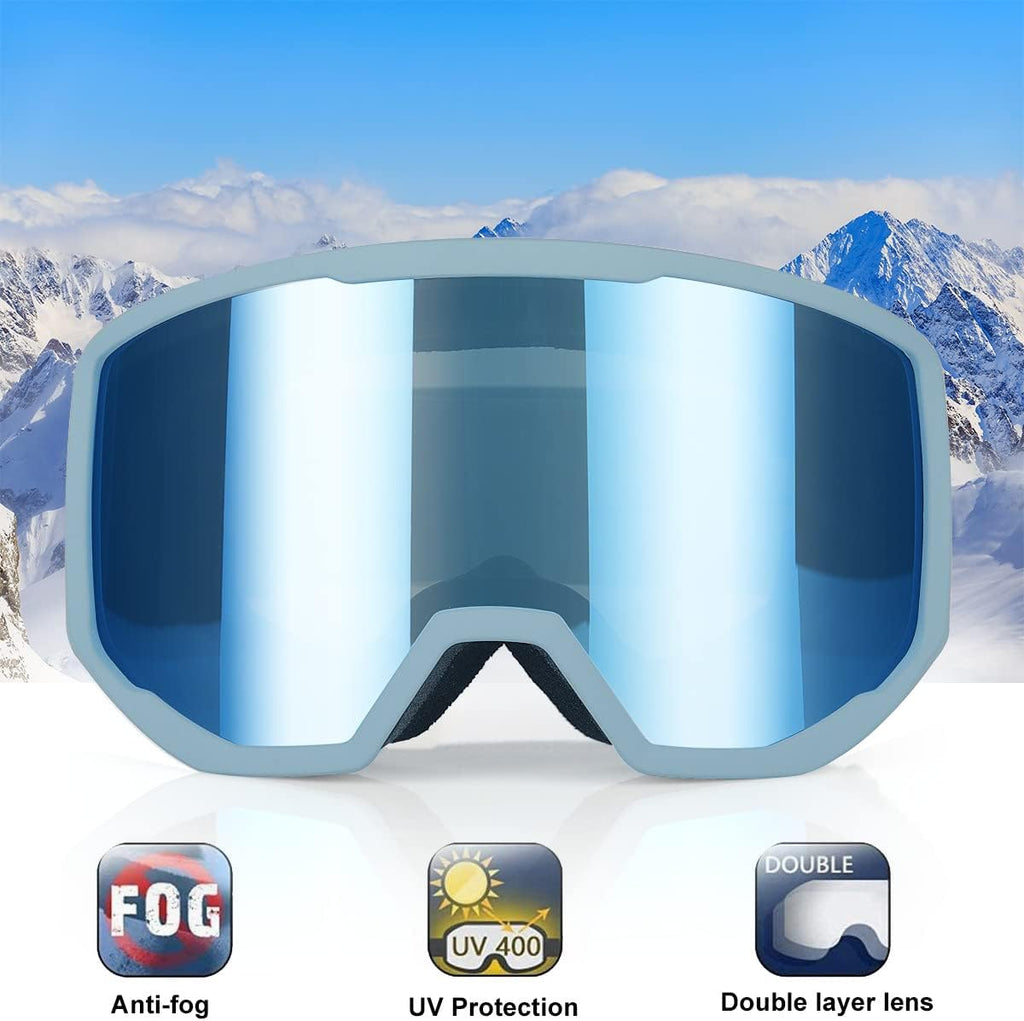 Ski/Snowboard Goggles for Men Women, OTG Snow Goggles Anti Fog UV Protection
