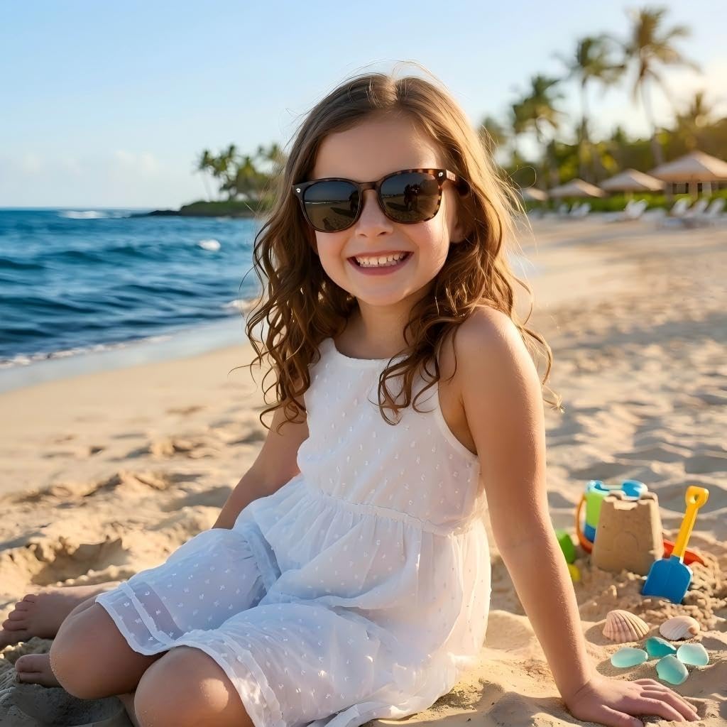 Polarized Kids Sunglasses UV 400 Protection for Girls Boys Classic Retro Style Toddler Shades Age 3-12