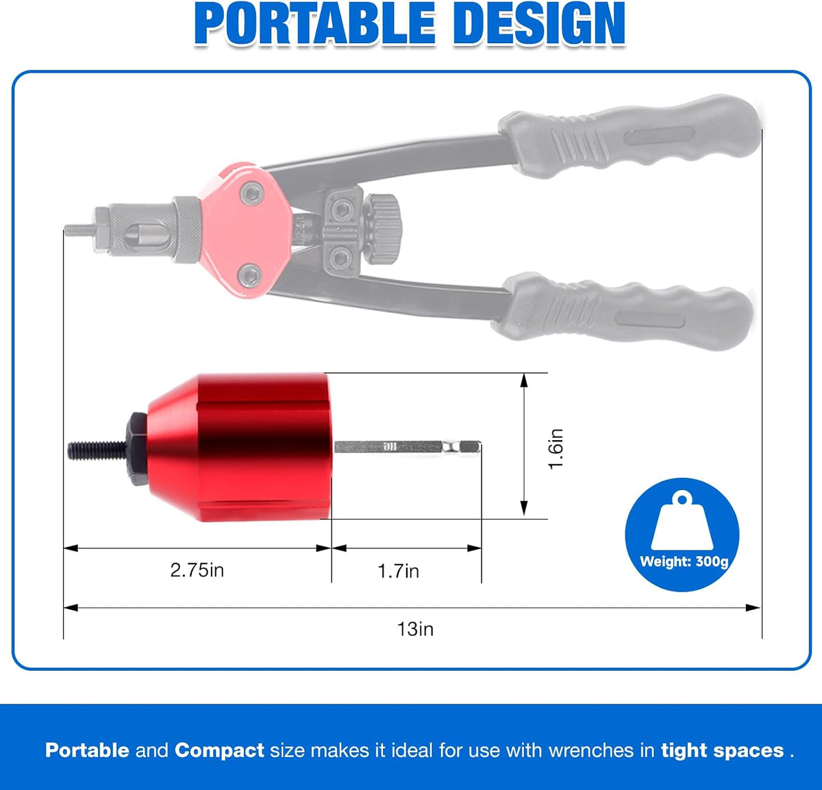 Rivet Nut Tool Kit for Drill & Ratchet, 12 Mandrels, 260 Rivet Nuts