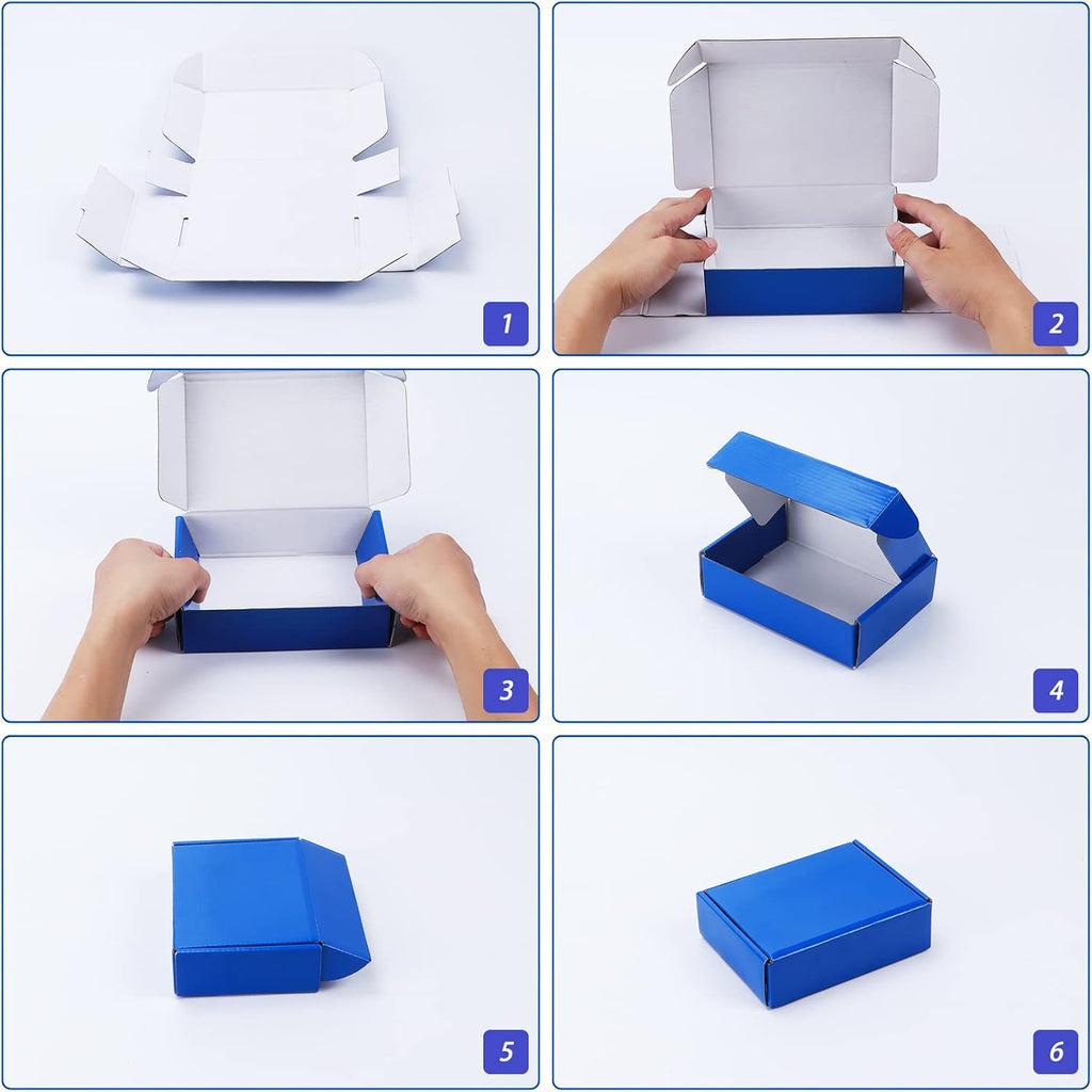 20 Pack 12x9x4 in Cardboard Shipping Boxes, Royal Blue Gift Box