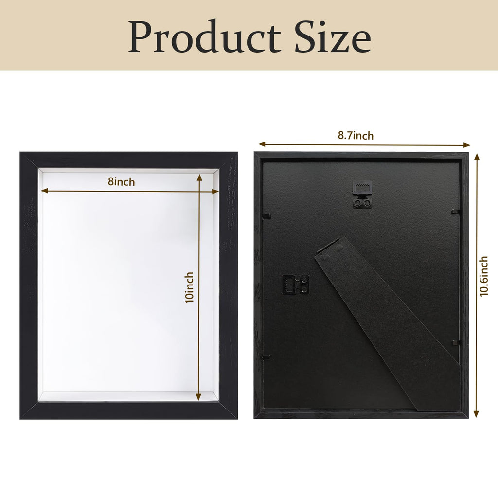 Shadow Box Frame 8x10 - 3 Pack Wood Deep Shadowbox with Glass