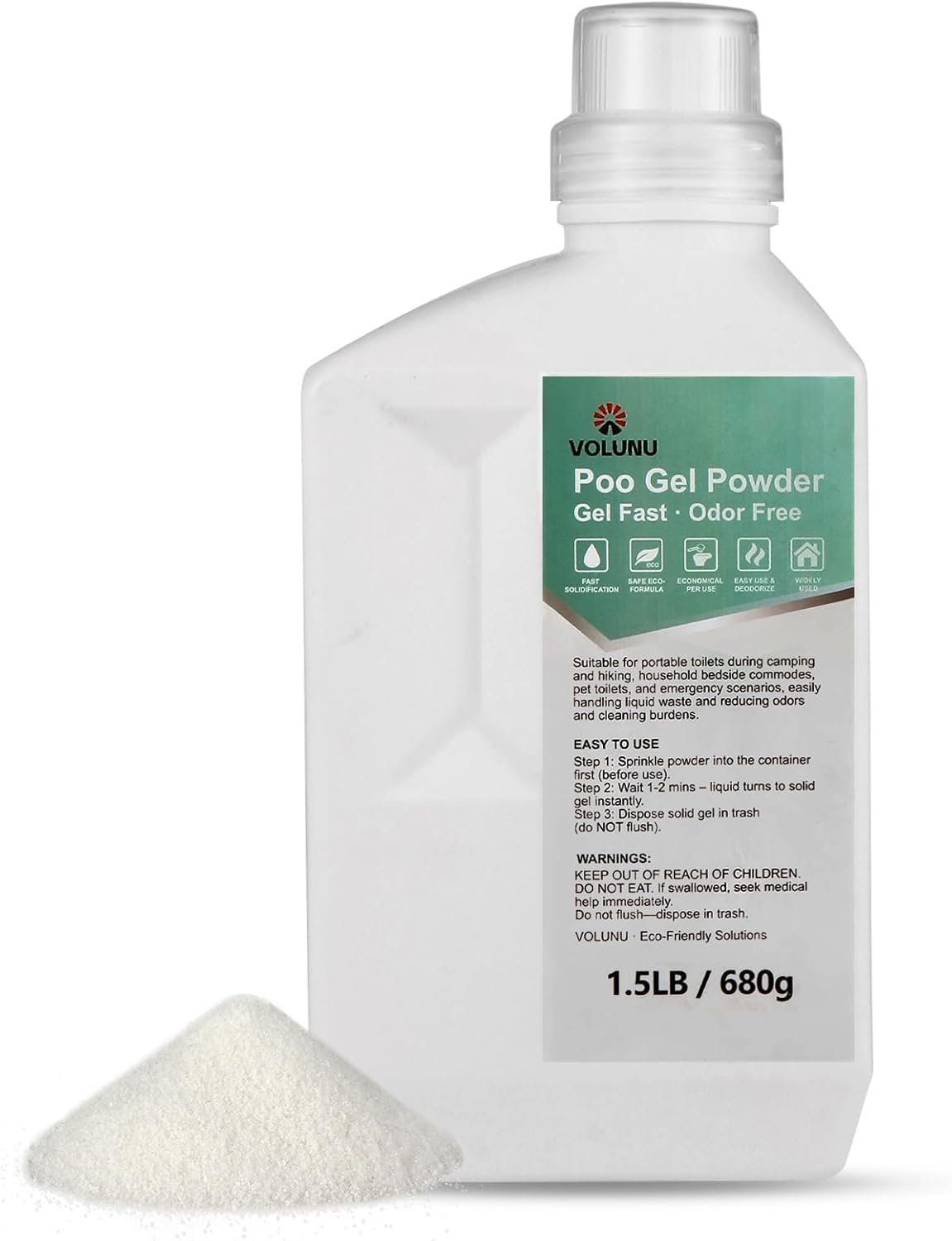 1.5LB/3LB Pee Powder Gel & Poo Gel Odor Neutralizer Solidifier | Portable toilet gel for camping, patient care, pet