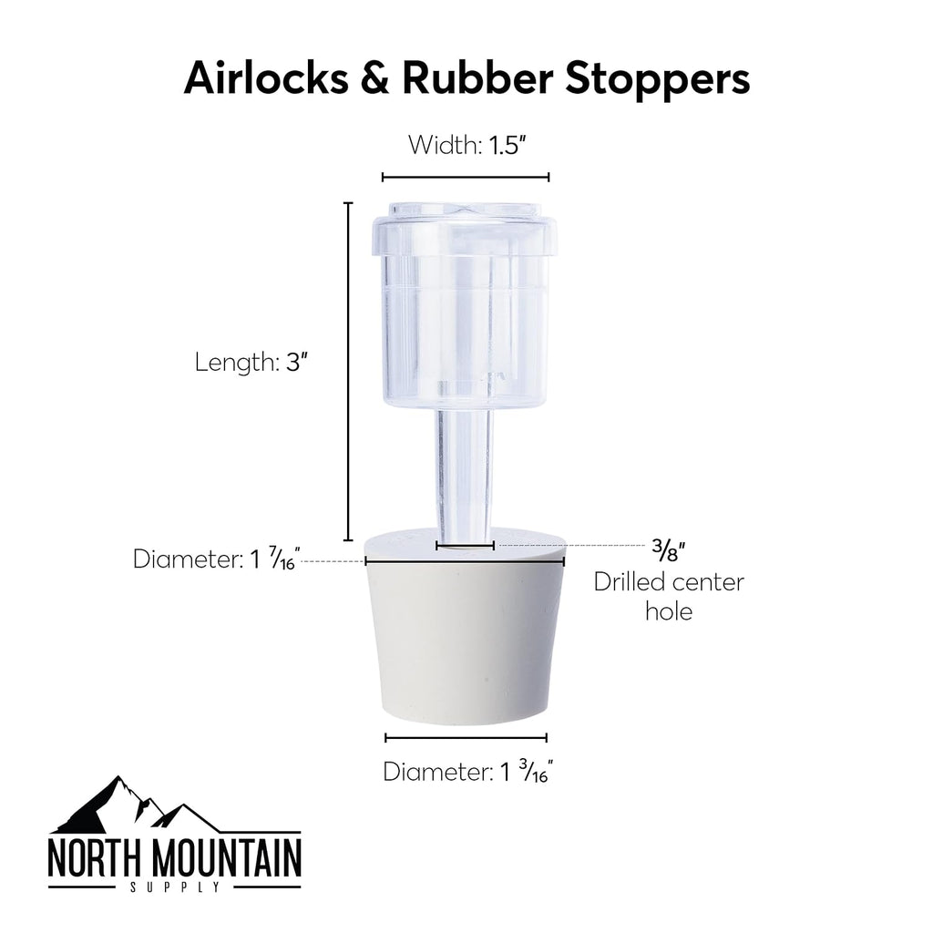 2-Piece Airlocks with #7 Rubber Stoppers for Fermentation - Airlocks for Wine Making, Brewing Beer, and Fermenting
