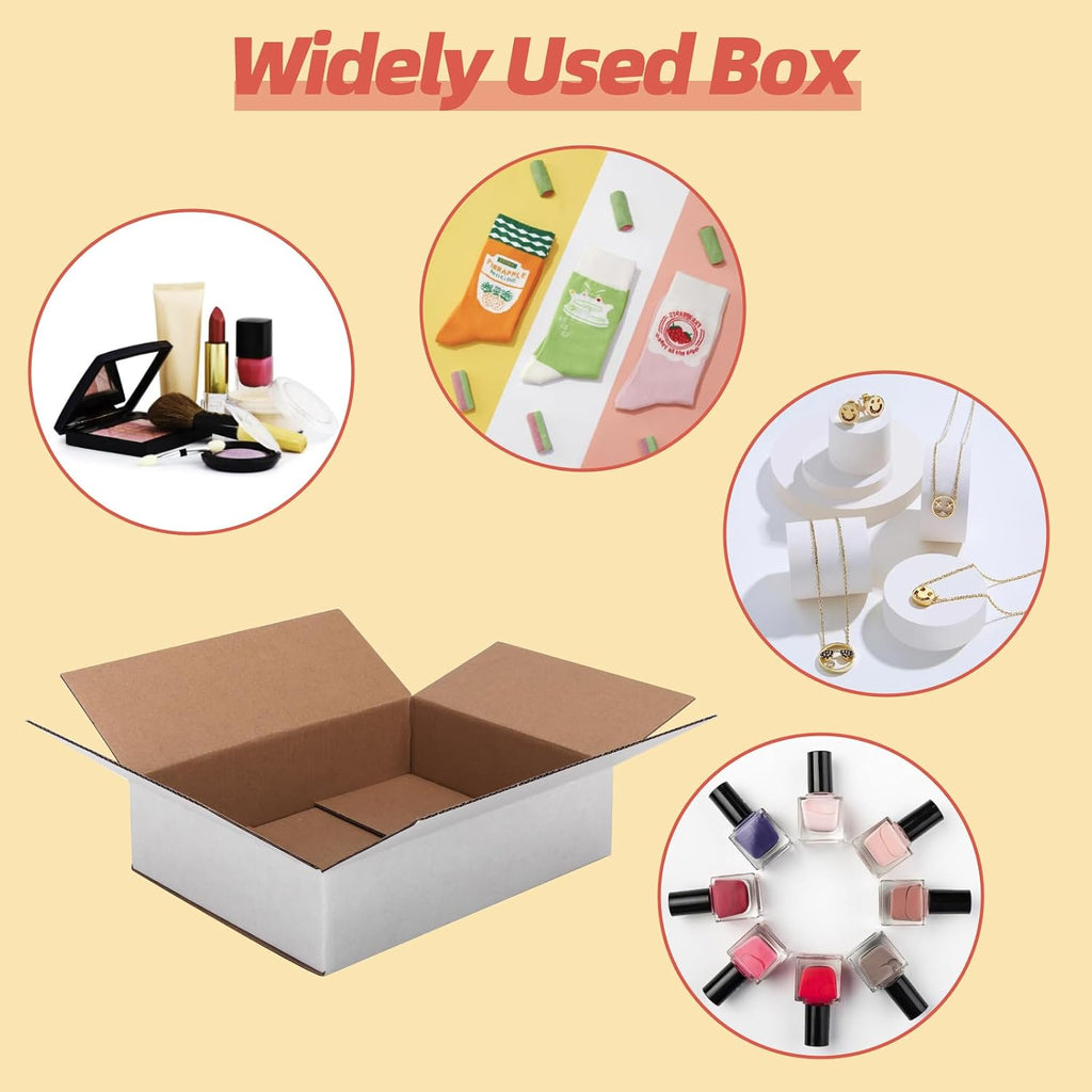 25-Pack Shipping Boxes 8x6x2 Inches, White
