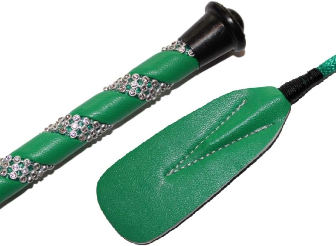 Horse Riding Crop, 18 Inch Jump Bat, Rhinestone Bling Handle