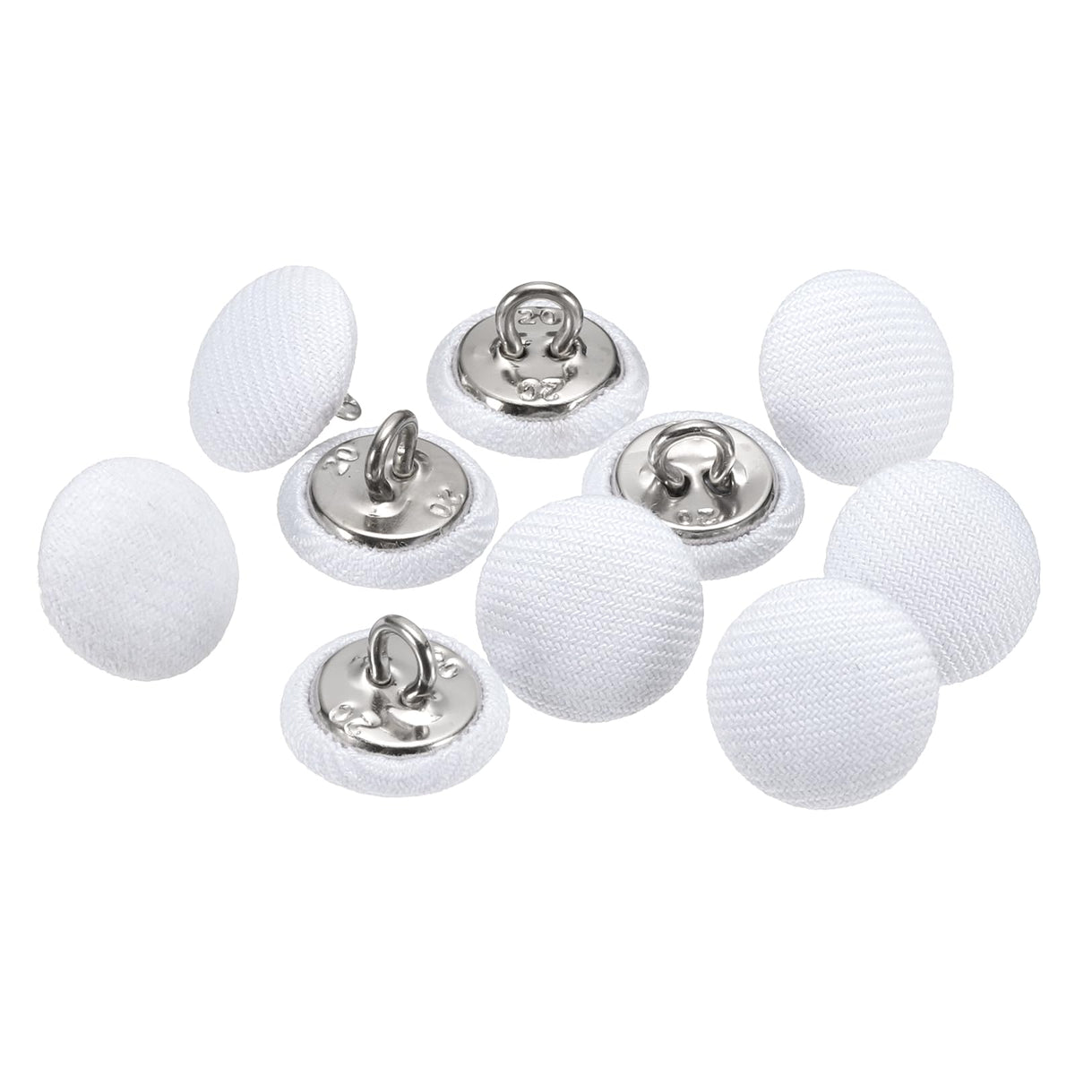 10pcs 20L 12.5mm 1/2" Fabric Cloth Covered Button,White