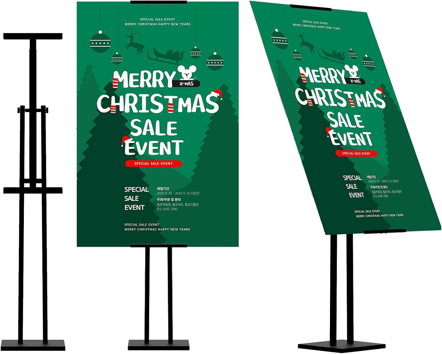 Heavy Duty Sign Stand, Floor Poster Board Stand, Adjustable Metal Sign Holder Height Up to 60 Inches and 180°