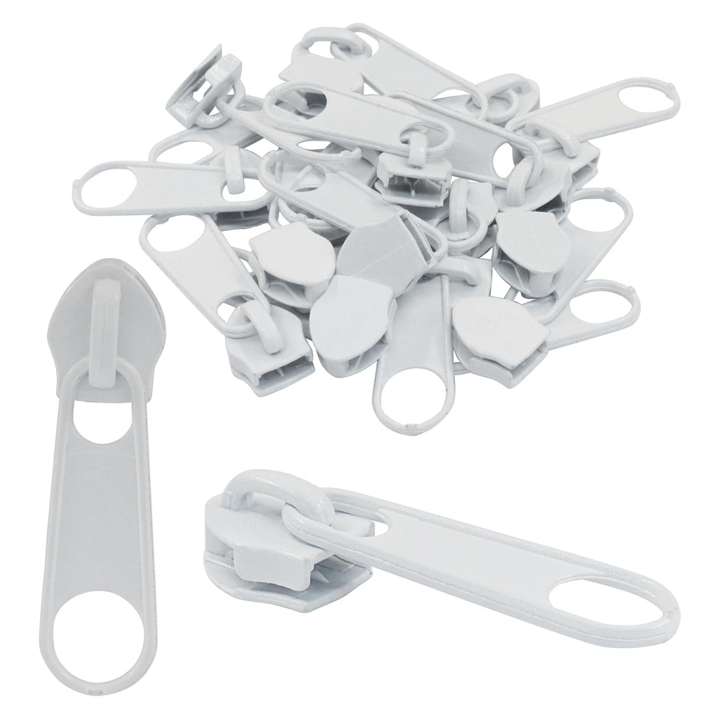 100 Pack #5 Zipper Sliders Replacement, White