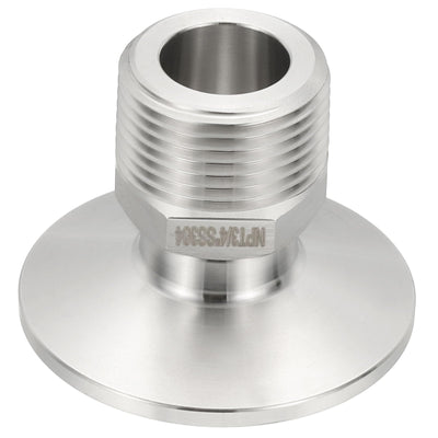 PATIKIL 1.5 in TC Tri Clamps Adaptor, 1pcs Tri Clamps Fittings to NPT 3/4 Male Thread Adaptor Hexagonal Sanitary 304 Stainless Steel for Food Beverage Equipment, 50.5mm Ferrule