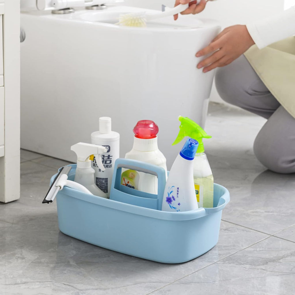 Large Cleaning Supplies Caddy Portable Shower Basket Supply Organizer with Handle Plastic Bucket Tool Storage for