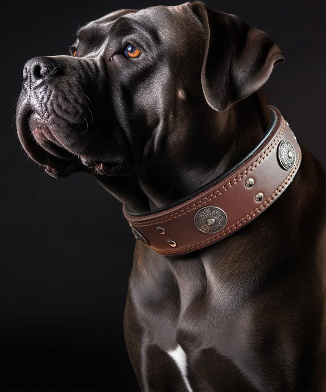 Genuine Leather Dog Collar for Large Dogs,2 in Wide Heavy Duty,BN-M
