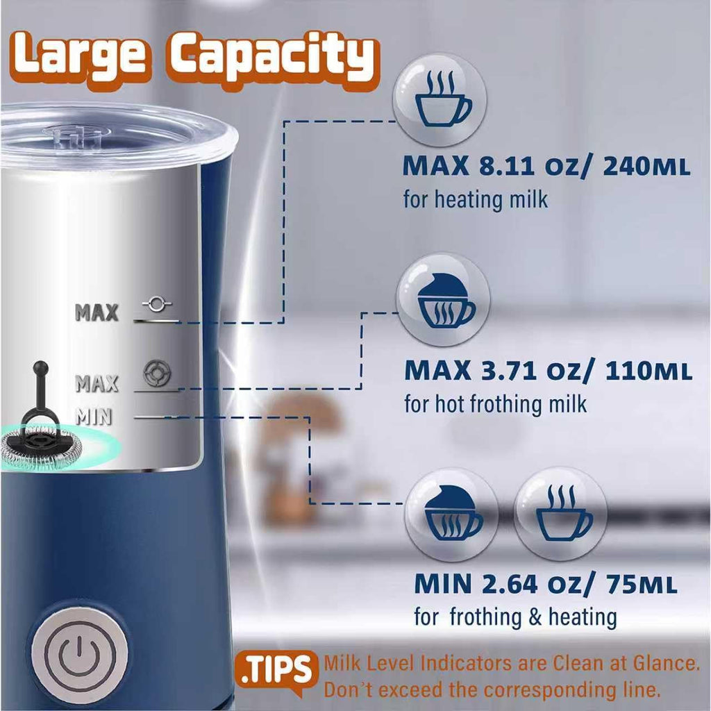 Simple Milk Frother, 2 in 1 Milk Steamer and Frother, Electric Milk Steamer, Milk Warmer and Hot Milk Foam Maker for