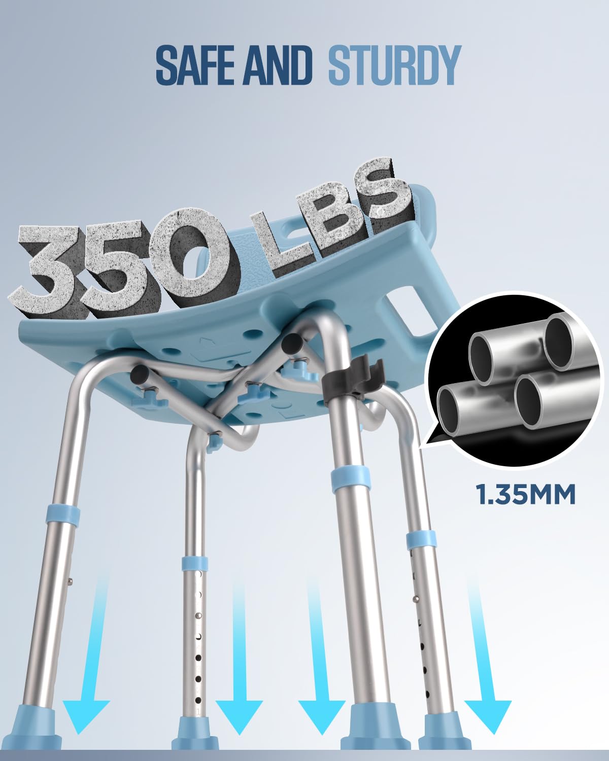 Shower Chair for Inside Shower with Removable Back, Adjustable Shower Stool