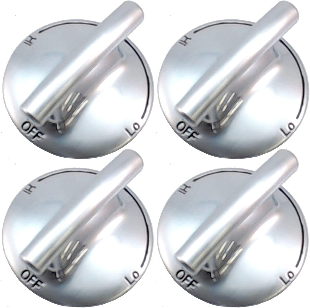 AP5668987 PS2375871 7733P410-60, Surface Burner Knobs Chrome Plated Plastic Ring with Nonslip Grip, Replacement Knobs, Control Knobs, Compatible with Maytag, Magic Chef, Jenn Air,etc (4 pack)