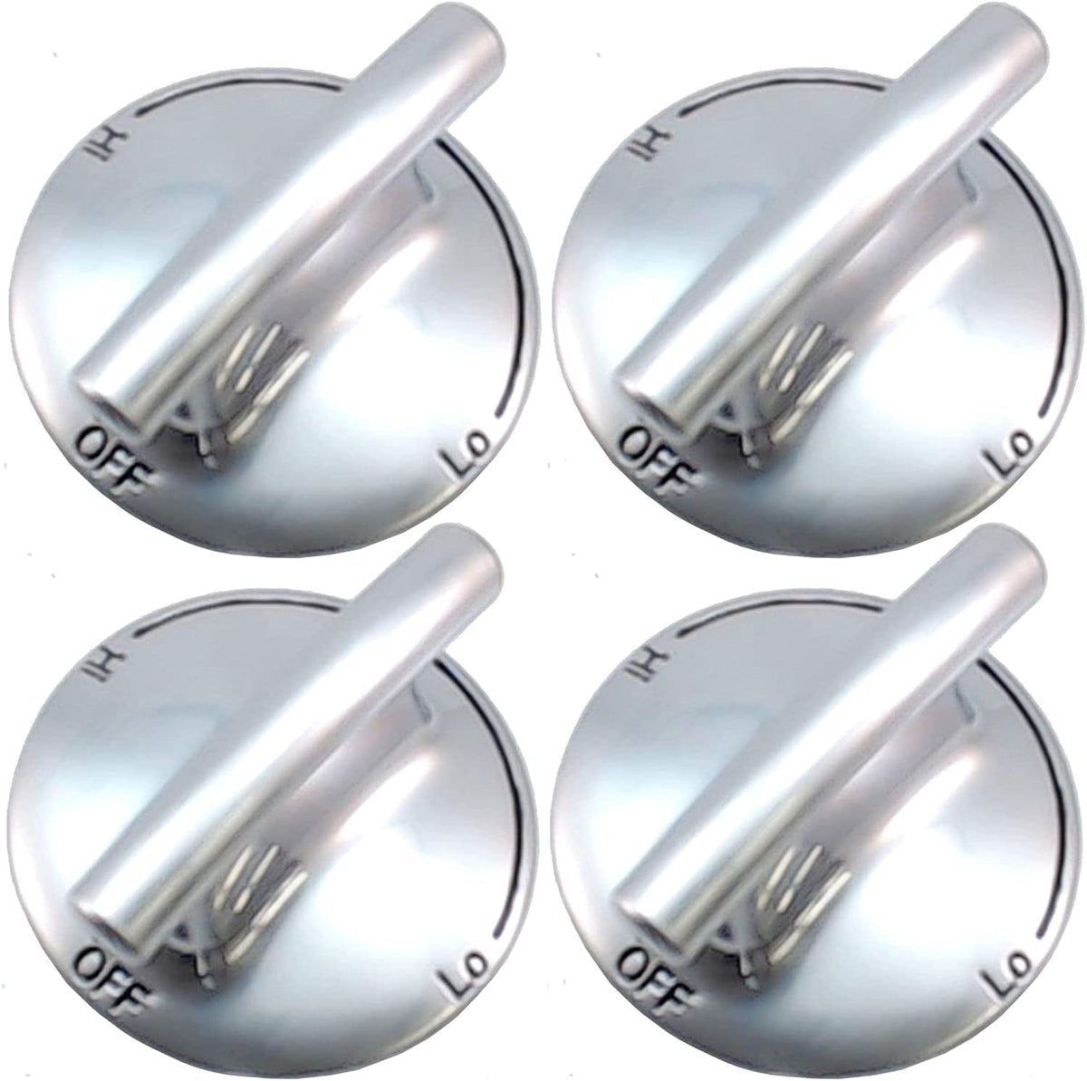 AP5668987 PS2375871 7733P410-60, Surface Burner Knobs Chrome Plated Plastic Ring with Nonslip Grip, Replacement Knobs, Control Knobs, Compatible with Maytag, Magic Chef, Jenn Air,etc (4 pack)