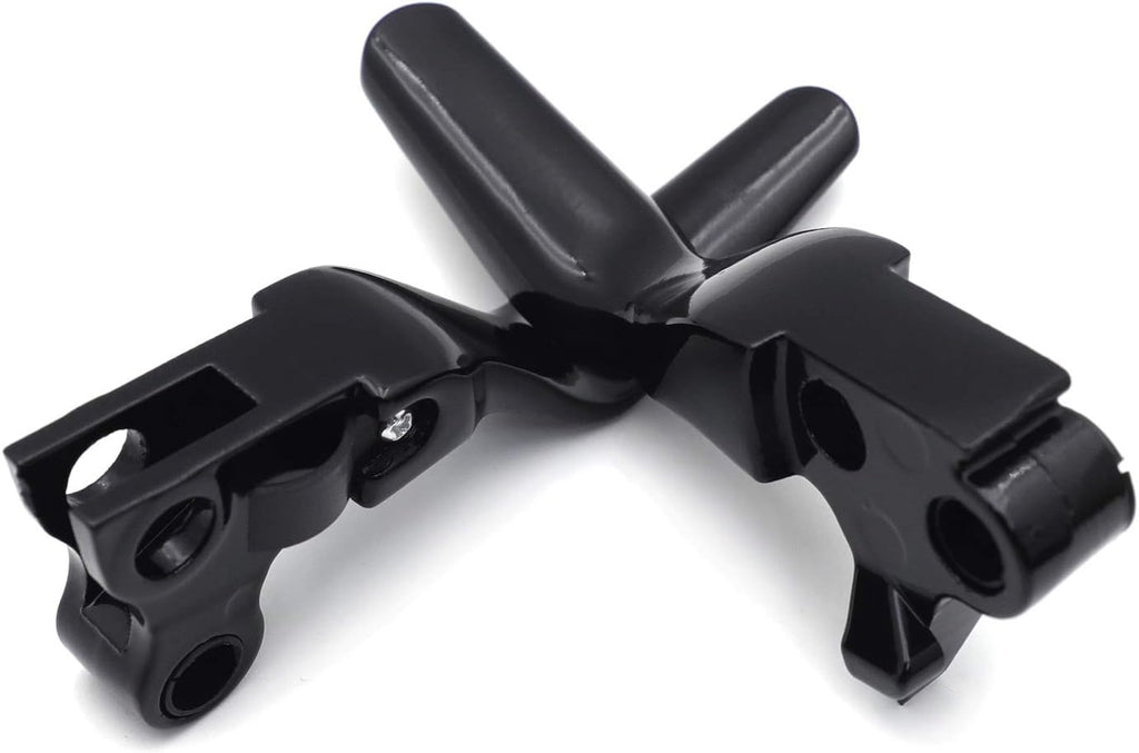 HTTMT- Black Smooth Shorty Wide Blade Brake Levers Compatible with 96-03 XL 96-Later Dyna 96-14 Softail 45075-07, 45459-07 [P/N: MT241-020ST-BK]